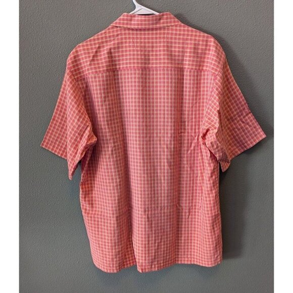 Bugatchi Uomo Shirt Men's Button Up Classic Fit Large Plaid Coral/Orange - Picture 2 of 7